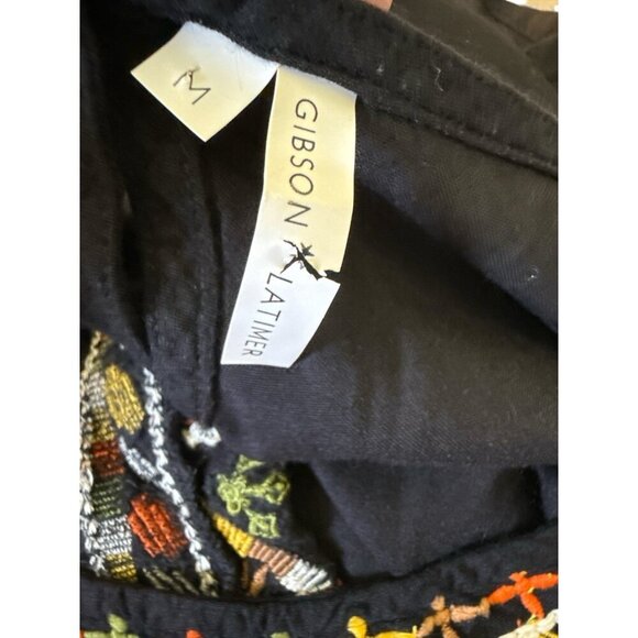 Gibson Latimer Womens Embroidered Black Bohemian Floral Colorful Dress Sz M EUC - Picture 5 of 8